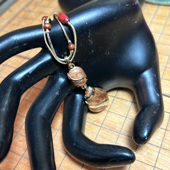 Enameled Metal Pendant 18”L Necklace w 3 Bangles 2.75”D Classy Bohemian EVC - Picture 14 of 16